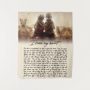 I Cross My Heart Couple Golden Anniversary Gift Tapestry