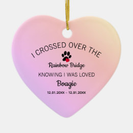 I Crossed Over The Rainbow Bridge Memorial Heart Ceramic Tree Decoration