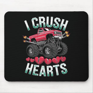 I Crush Hearts Monster Truck Funny Valentines Day Mouse Mat