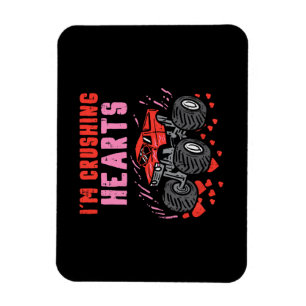 I Crush Hearts Monster Truck Toddler Boys Valentin Magnet