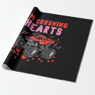 I Crush Hearts Monster Truck Toddler Boys Valentin Wrapping Paper