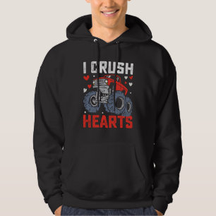 I Crush Hearts Monster Truck Valentine's Day Hoodie