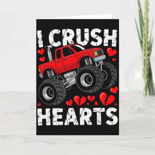 I Crush Hearts Valentine Monster Truck Boys Toddle Card
