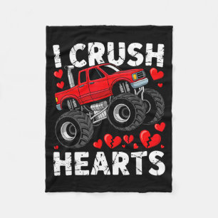 I Crush Hearts Valentine Monster Truck Boys Toddle Fleece Blanket
