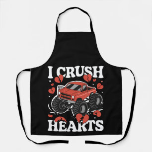 I Crush Hearts Valentine's Day Monster Truck Apron