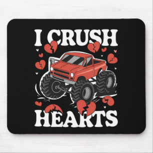 I Crush Hearts Valentine's Day Monster Truck Mouse Mat