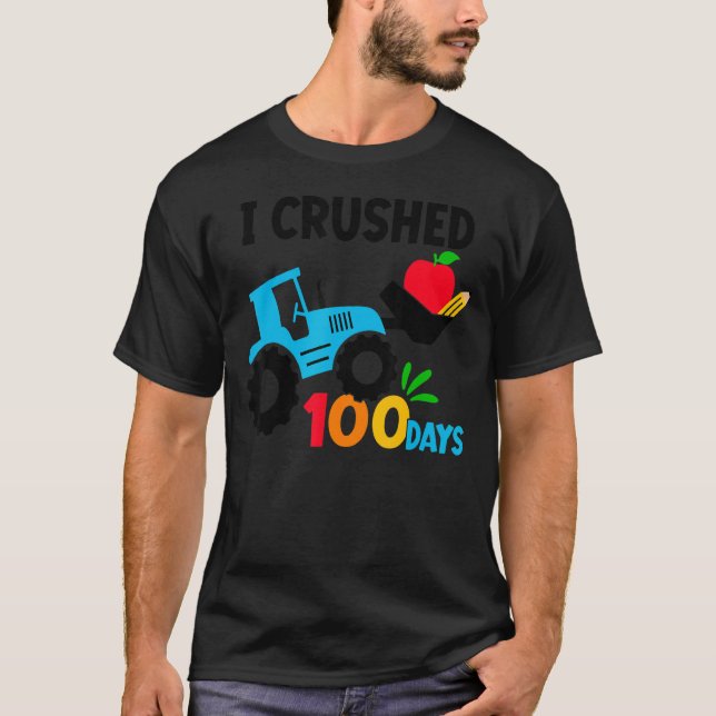 I Crushed 100 Days Happy 100th Day Of School Tract T-Shirt (Front)