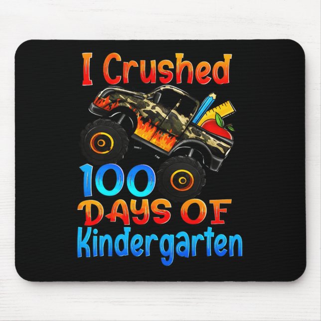 I Crushed 100 Days Of Kindergarten Monster Trucks  Mouse Mat (Front)