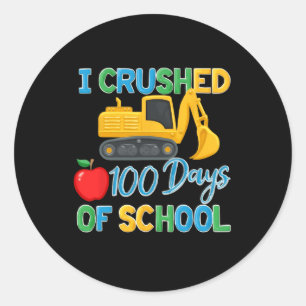 I Crushed 100 Days Of School 100th Pre-k Construct Classic Round Sticker
