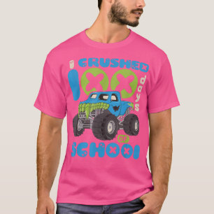 I Crushed 100 Days Of School Boys Girls Kids Monst T-Shirt