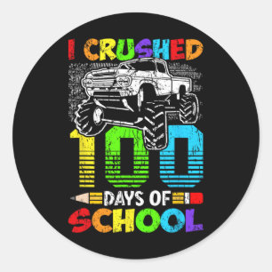 I Crushed 100 Days Of School Boys Kids 100th Day O Classic Round Sticker