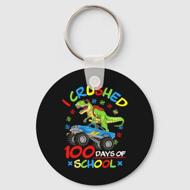 I Crushed 100 Days Of School Boys Monster Truck  Key Ring (Front)