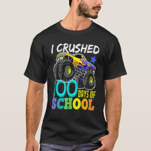 I Crushed 100 Days Of School  Boys Monster Truck T-Shirt