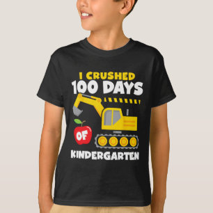 I Crushed 100 Days Of School Construction Kinderga T-Shirt