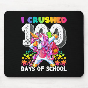 I Crushed 100 Days Of School Dabbing Unicorn Gift Mouse Mat