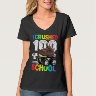 I Crushed 100 Days of School Dinosaur Monster Truc T-Shirt
