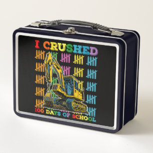 I Crushed 100 Days Of School Excavator Metal Lunch Box