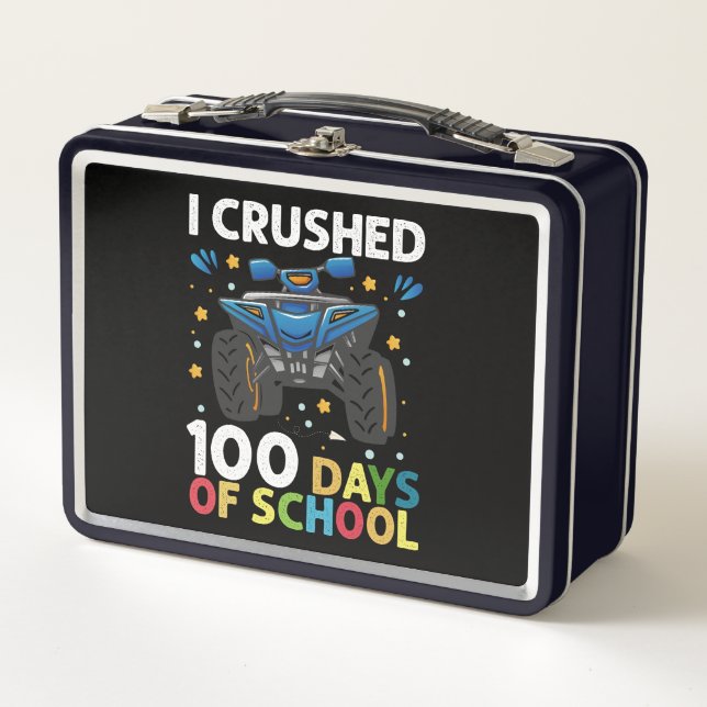 I Crushed 100 Days of School Monster Truck Boys Metal Lunch Box (Front)