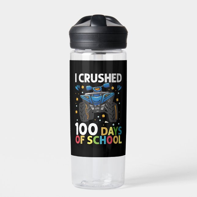 I Crushed 100 Days of School Monster Truck Boys Water Bottle (Front)