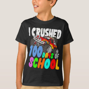 I Crushed 100 Days Of School Monster Truck Teacher T-Shirt