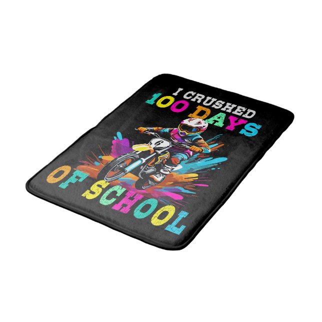 I crushed 100 days of school Motocross Bath Mat (Angled)