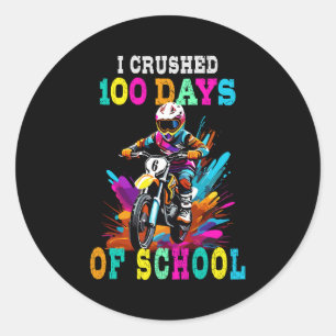 I crushed 100 days of school Motocross Classic Round Sticker