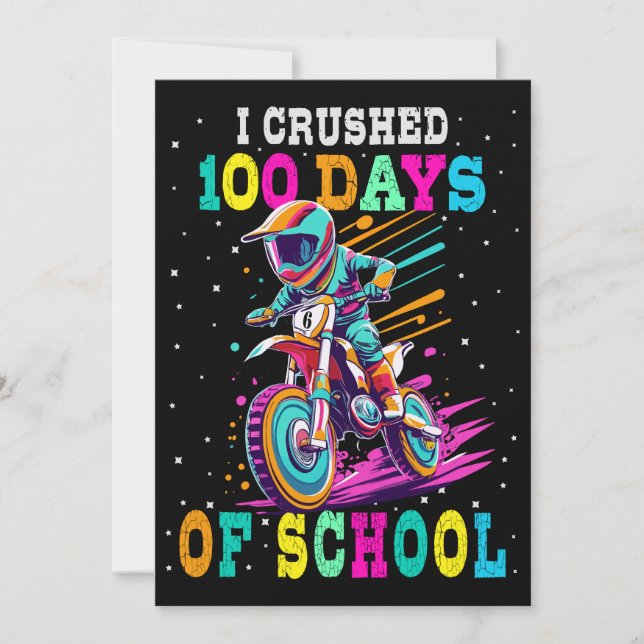 I crushed 100 days of school Motocross Invitation (Front)