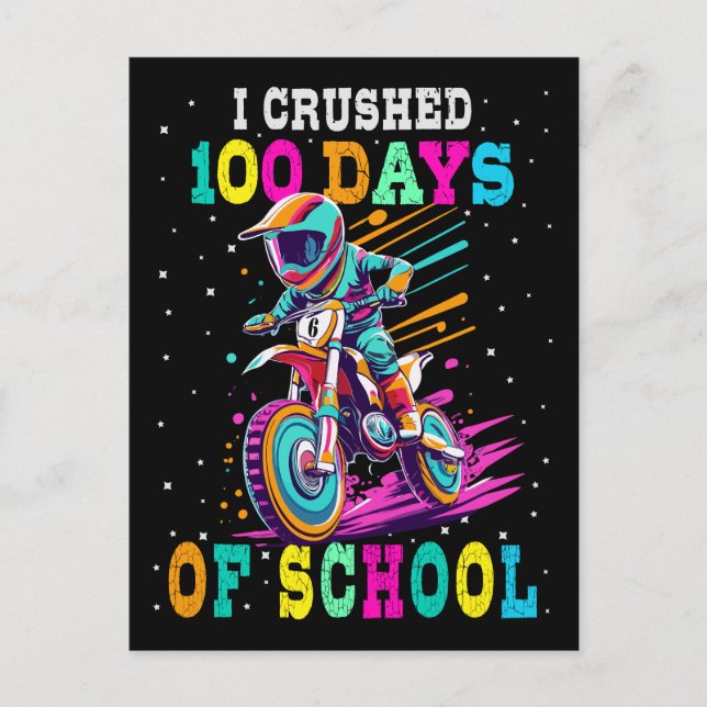 I crushed 100 days of school Motocross Postcard (Front)