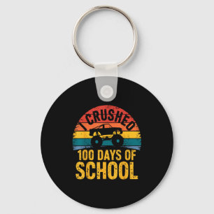 I Crushed 100 Days Of School Truck Lovers Kids Tea Key Ring