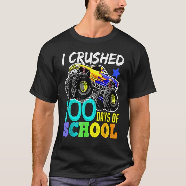 I Crushed 100 Days Of School TShirt Boys Monster T (Front)