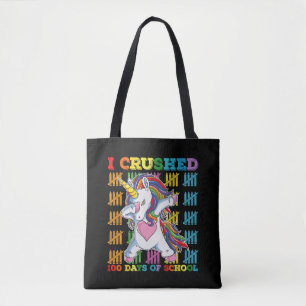 I Crushed 100 Days Of School Unicorn Tote Bag
