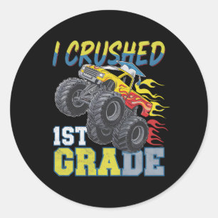I Crushed 1st Grade Monster Truck Funny Graduation Classic Round Sticker