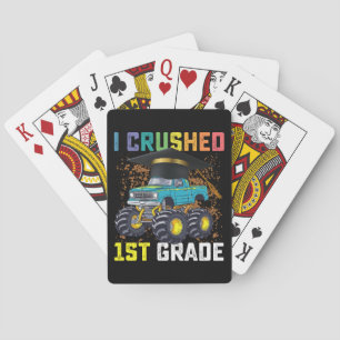 I Crushed 1st Grade Monster Truck Graduation Playing Cards
