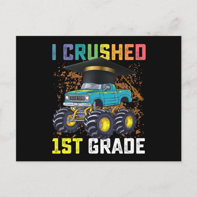 I Crushed 1st Grade Monster Truck Graduation Postcard (Front)