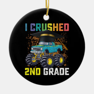 I Crushed 2nd Grade Monster Truck Graduation Ceramic Tree Decoration
