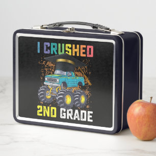 I Crushed 2nd Grade Monster Truck Graduation Metal Lunch Box