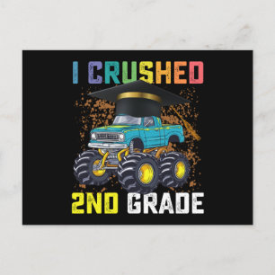 I Crushed 2nd Grade Monster Truck Graduation Postcard