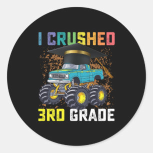 I Crushed 3rd Grade Monster Truck Graduation Classic Round Sticker