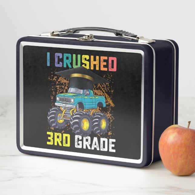 I Crushed 3rd Grade Monster Truck Graduation Metal Lunch Box (In Situ)
