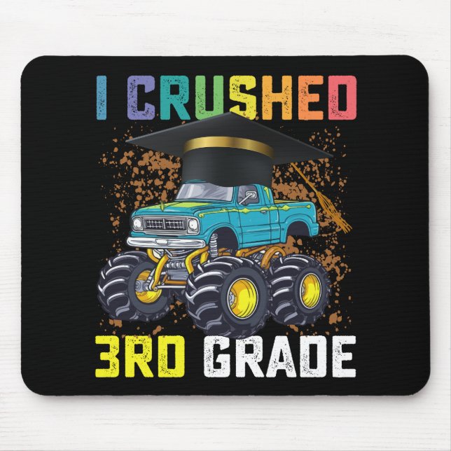 I Crushed 3rd Grade Monster Truck Graduation Mouse Mat (Front)