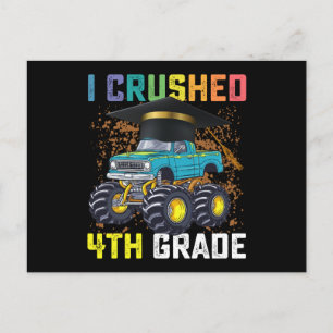I Crushed 4th Grade Monster Truck Graduation Postcard