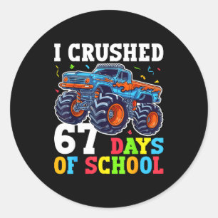 I Crushed 67 Days Of School 67th Day Of School Boy Classic Round Sticker