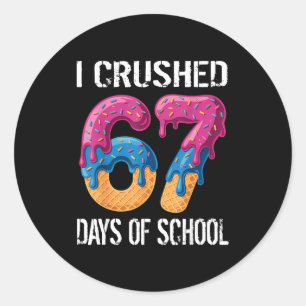 I Crushed 67 Days Of School Boys Ice Cream Drip Ae Classic Round Sticker