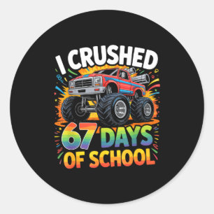 I Crushed 67 Days Of School Funny Meme Gen Z Stude Classic Round Sticker