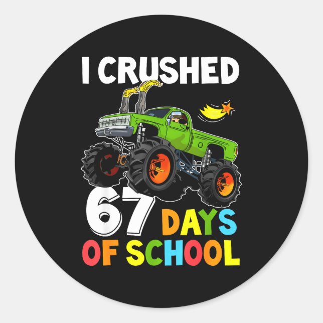 I Crushed 67 Days Of School Funny Six Seven Meme B Classic Round Sticker (Front)