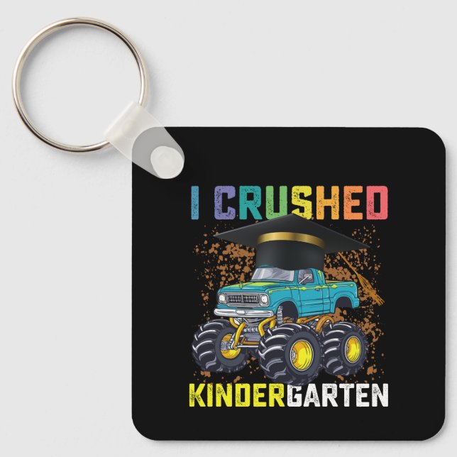 I Crushed Kindergarten Monster Truck Graduation Key Ring (Front)