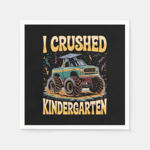 I Crushed Kindergarten Monster Truck Graduation Napkin