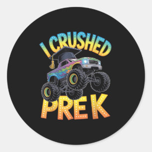 I Crushed Pre K Truck Graduation Preschool Kids Bo Classic Round Sticker