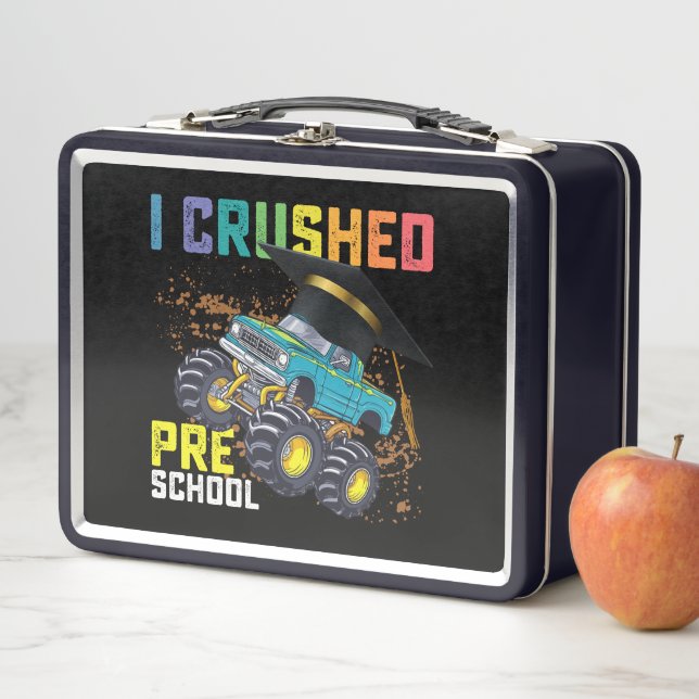 I Crushed Preschool Monster Truck Graduation Metal Lunch Box (In Situ)