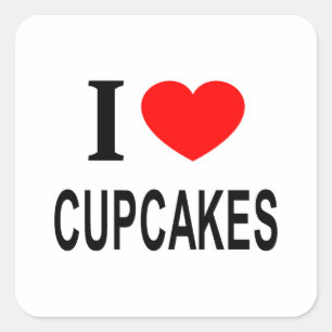 I ❤️ CUPCAKES I LOVE CUPCAKES I HEART CUPCAKES SQUARE STICKER